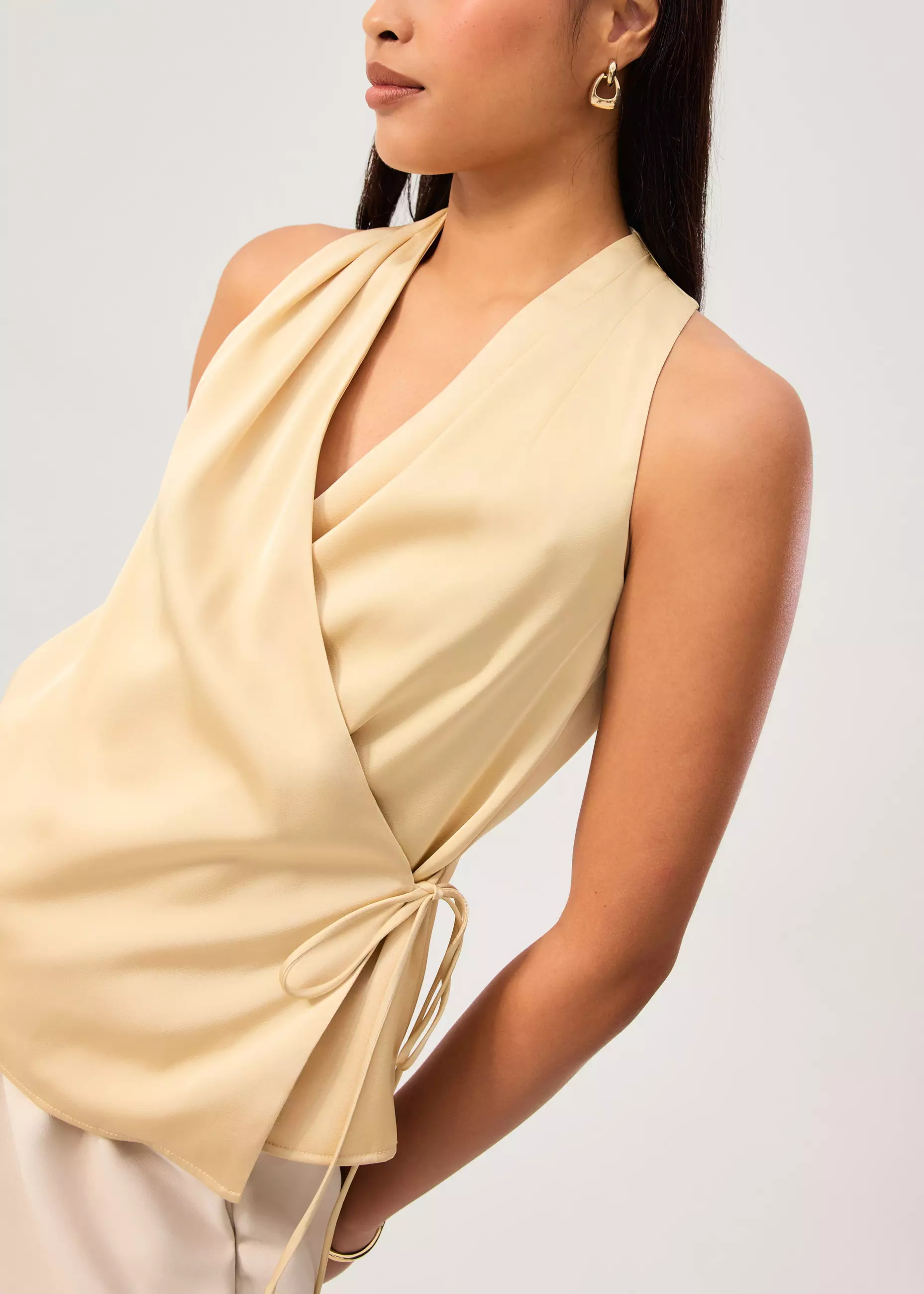 Atasan Wanita - Kareena Front Wrap Satin Top
