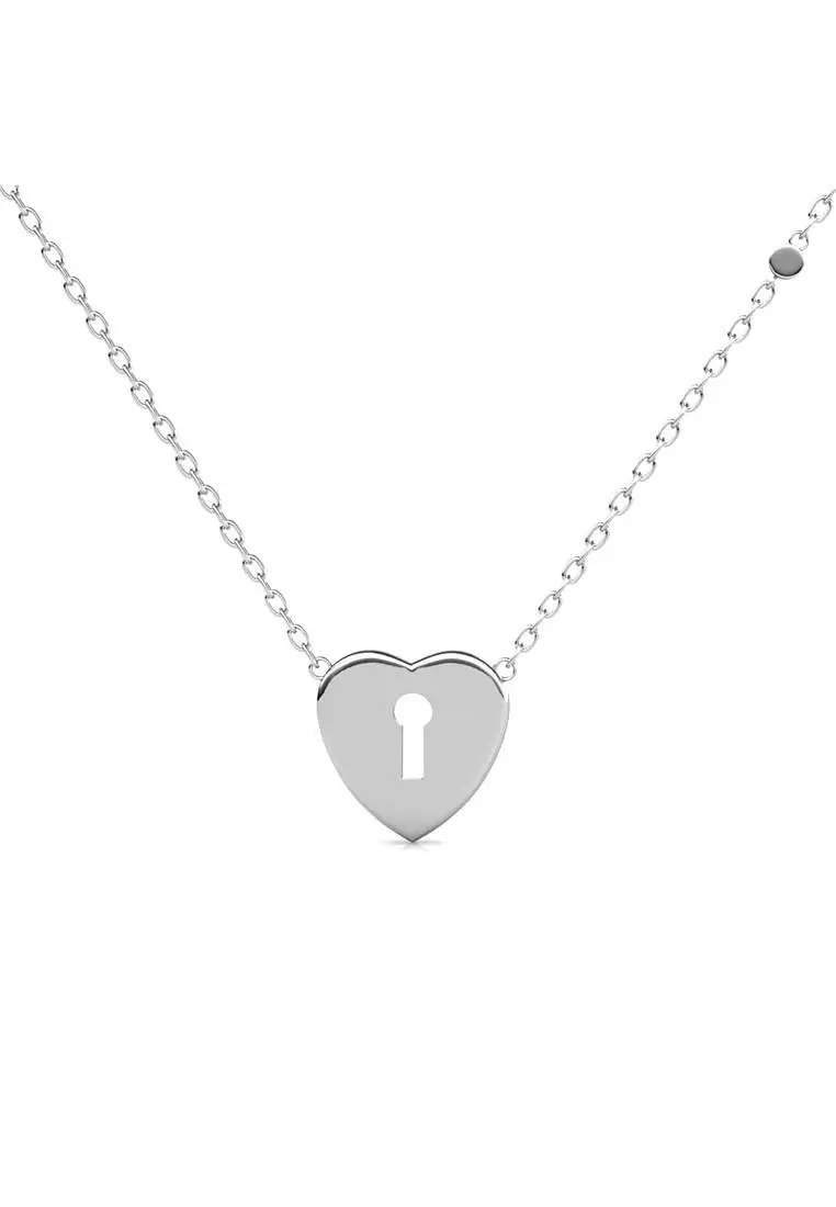 Heart Lock Pendant WG - Kalung Crystal Swarovski by Her Jewellery