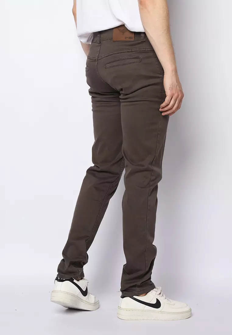 Celana Panjang Pria Katun Chinos Slim Fit Cheers Mate Coklat 112505