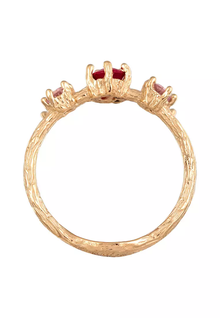 EXCLUSIVE Cincin Perhiasan Emas 375 Wanita Ruby dan Synthetic Sapphire