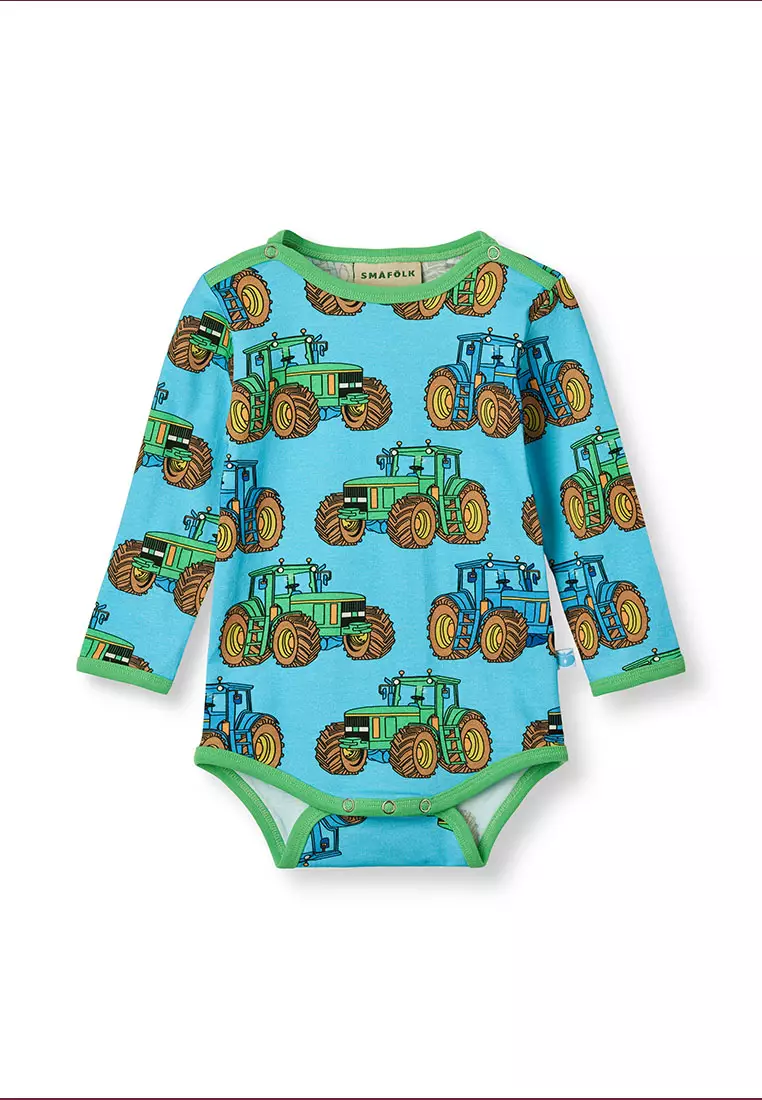 Long-sleeved baby body with tractors