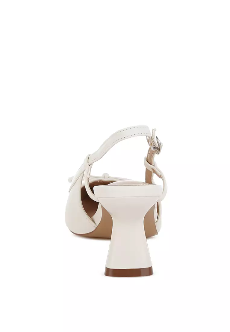 Kitten Heel Pointy Slingbacks in White