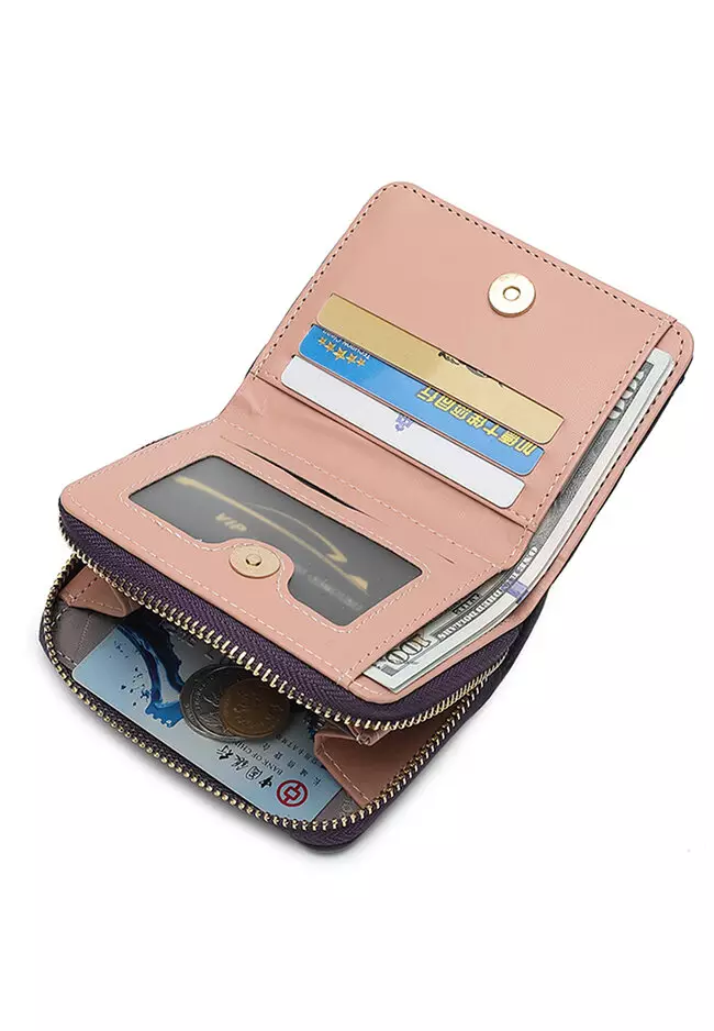 Women's Quilted Short Purse / Wallet - Purple