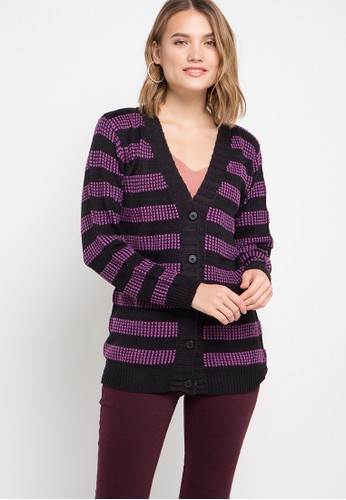 VOYANT BY MEGUMI purple and multi Cardigan Stripes 288F3AA6165BD9GS_1