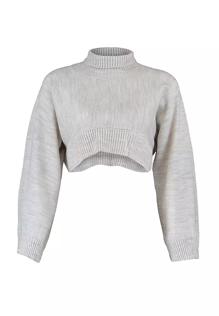 White turtleneck new arrivals sweater crop