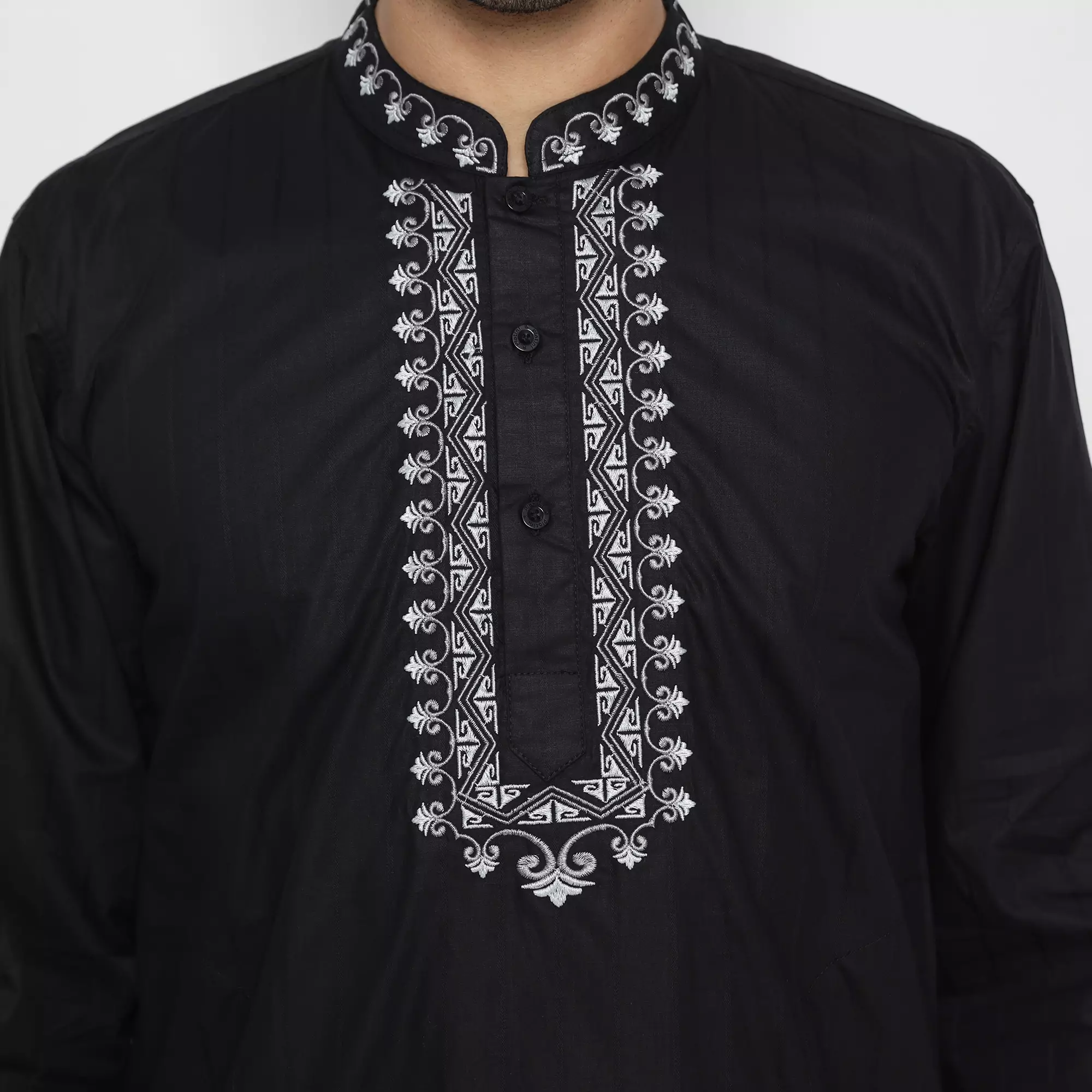 Platini Kemeja Koko Pria Lengan Panjang Katun Black 061016