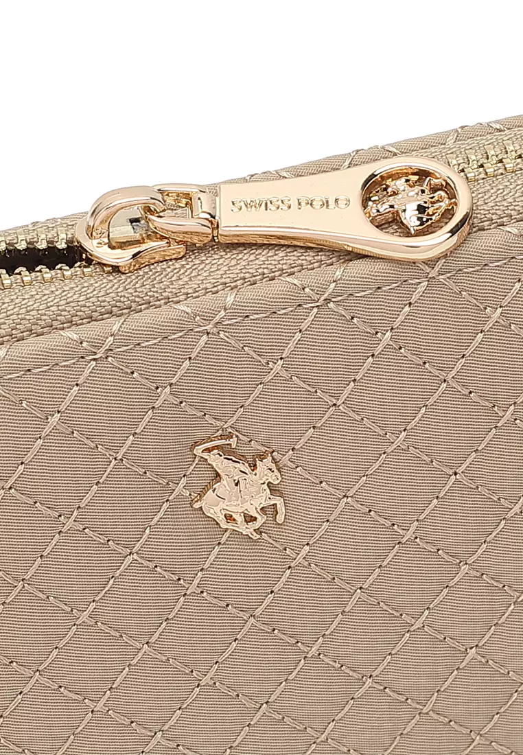 Quilted Long Purse / Wallet - Beige