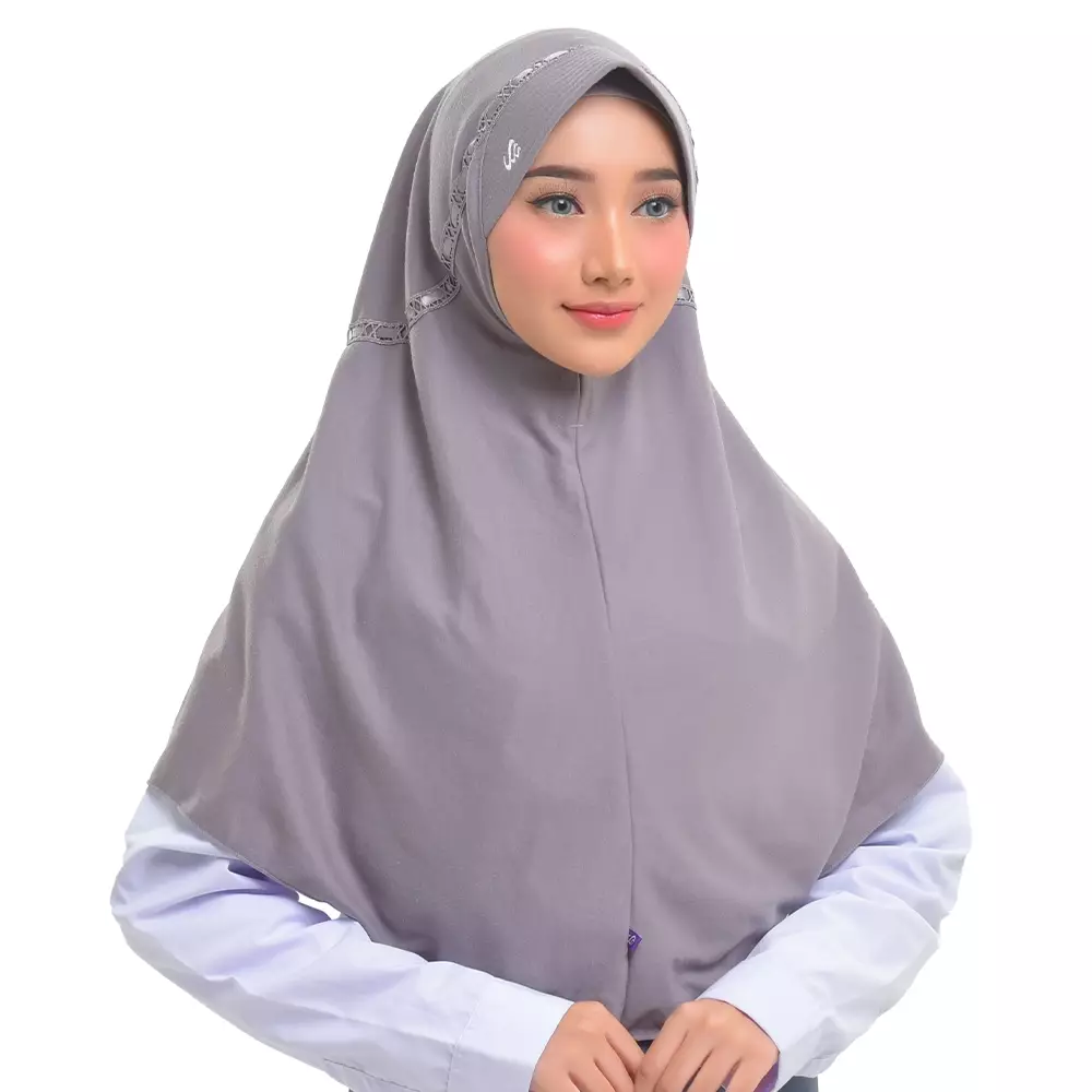 Rabbani - Kerudung Sekolah Instan Hemy - Grey XS (New)