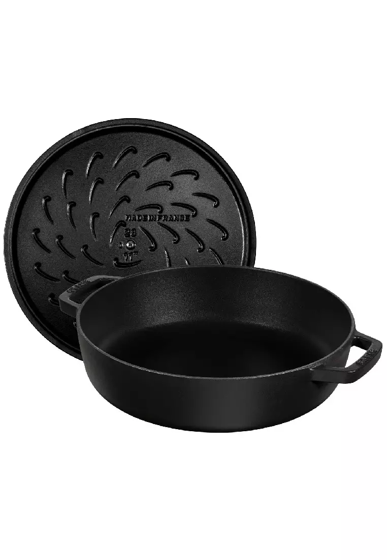 網上選購STAUB Staub Cast Iron 28cm Braiser Sauté Pan With Chistera