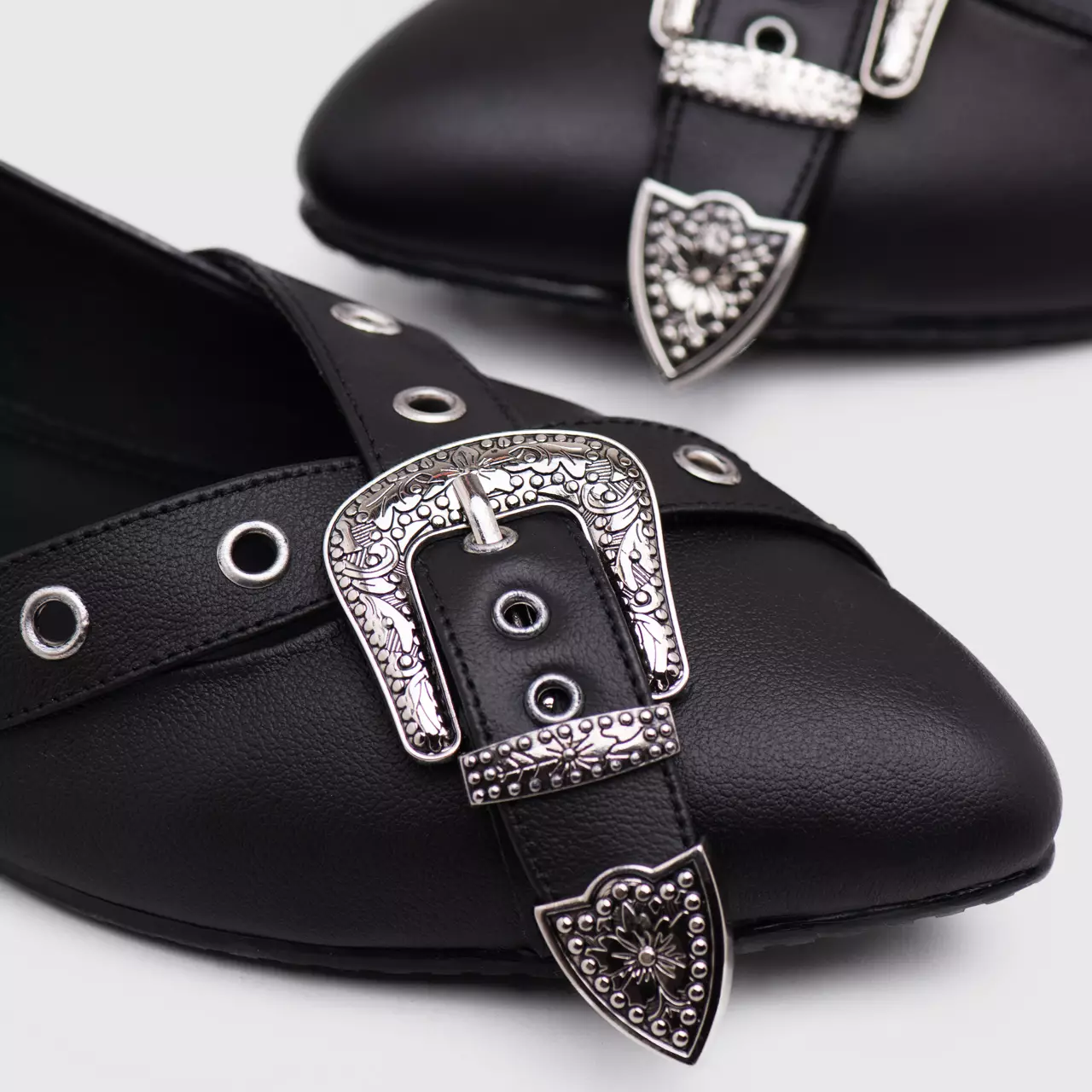 Mufla Flat Shoes Genuine Leather Black