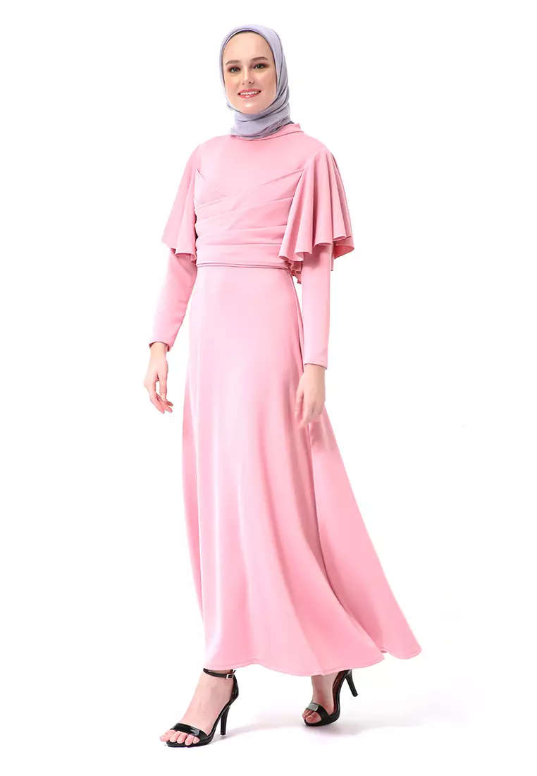 Zeta Dress Fashion Muslimah Wanita Long Sleeve Style Basic Relaxed Fit - Pink