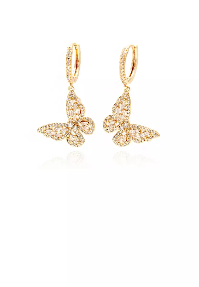Real gold butterfly earrings cheap