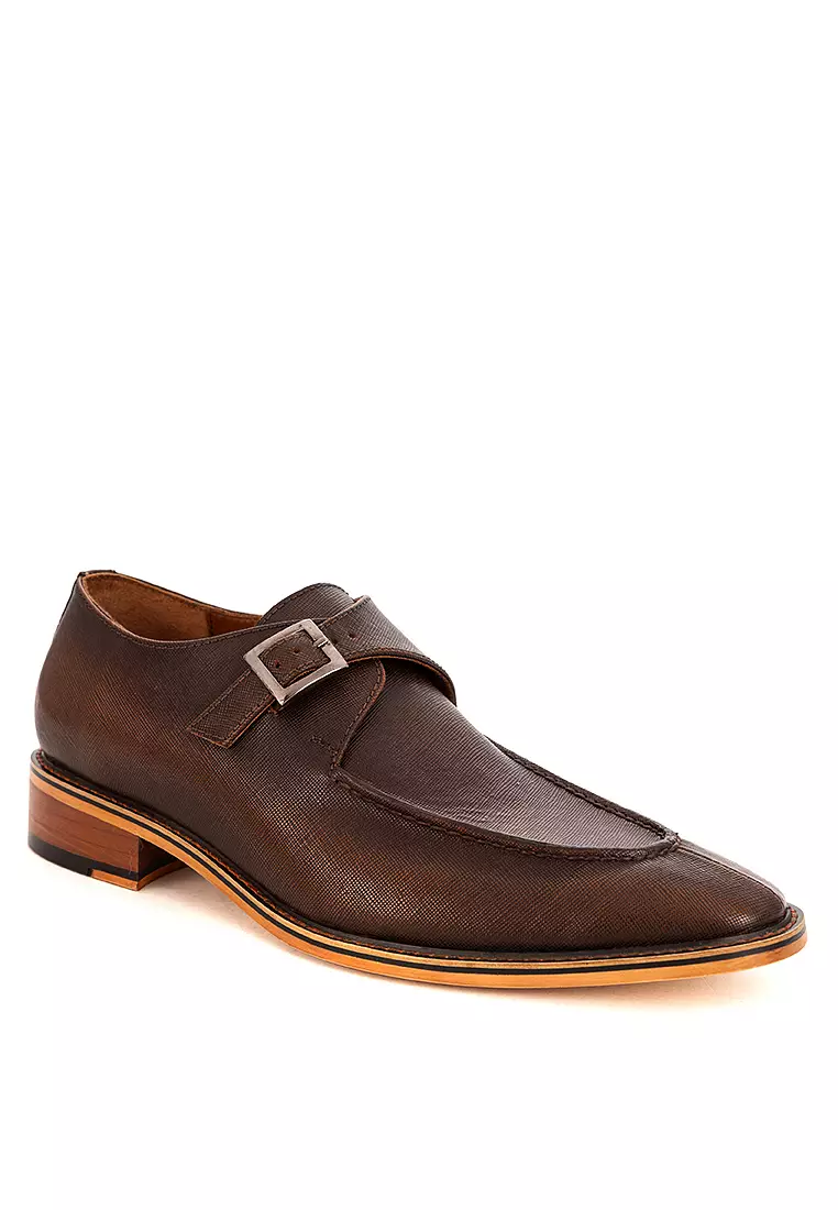 Discount on Bristol Shoes  shoes - SKU: Foster Brown Single Monk Strap Shoes
