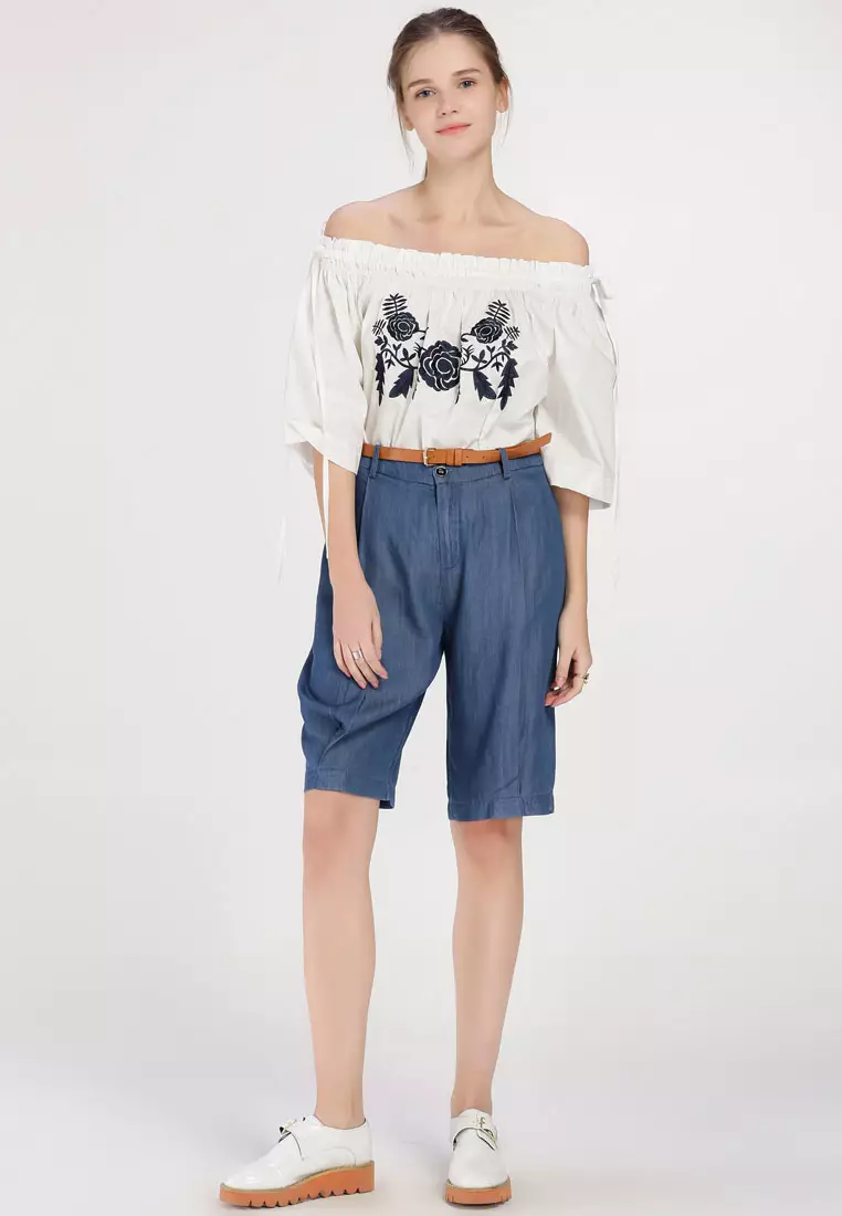 Embroidered Off Shoulder Top