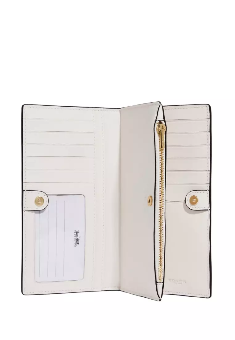 Slim Zip Wallet In Signature Canvas Light Khaki Chalk