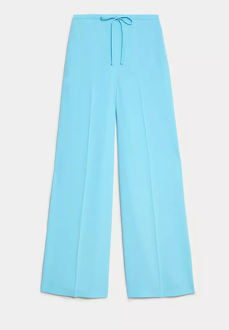 Crepe Elasticated Waist Wide Leg Trousers