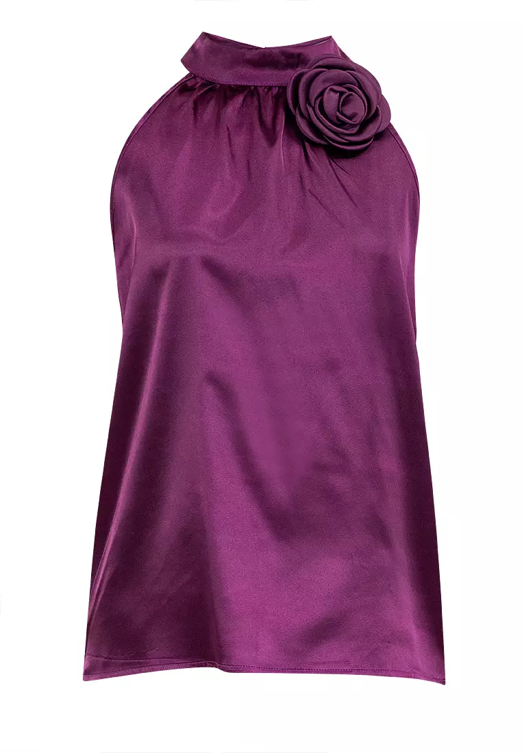 Myrose Satin Halter Blouse