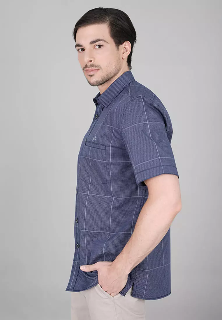 LGS Kemeja Casual Pria Motif Kotak Warna Biru CSH.270.S730.1291.C