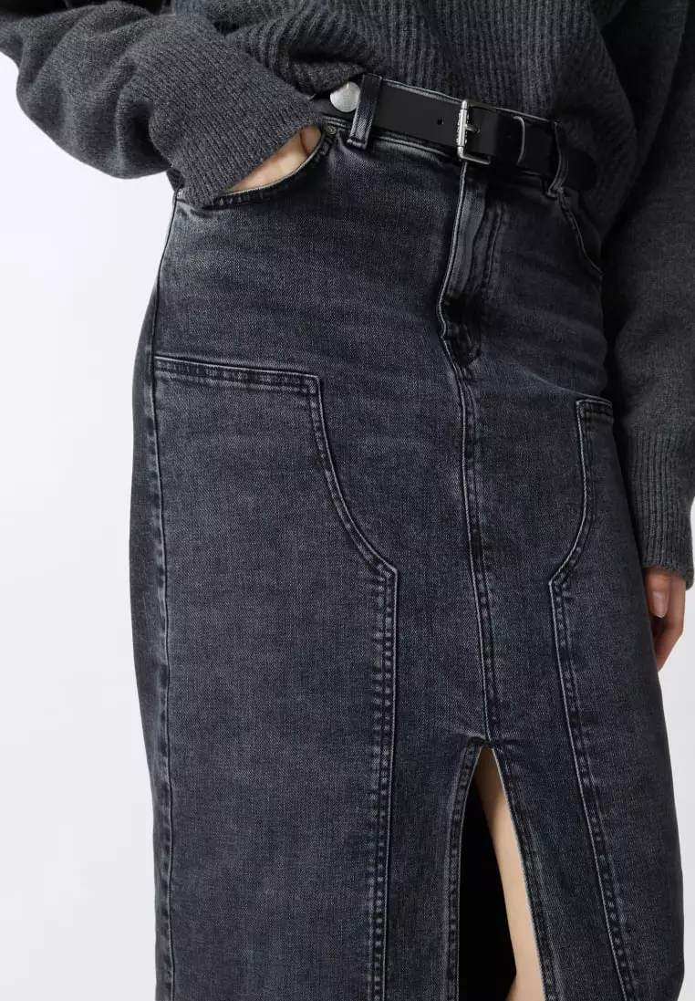 Buy Pinko Dark grey denim maxi skirt 2025 Online | ZALORA