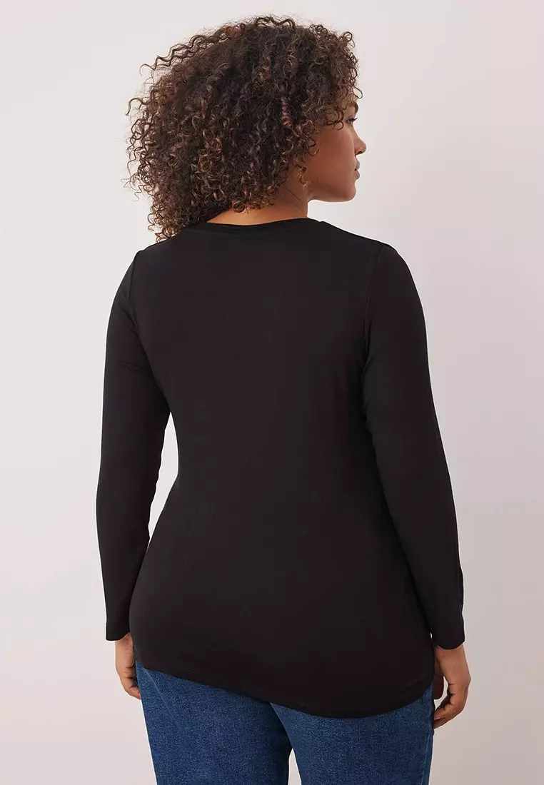 Plus Size V-Neck Fitted Top