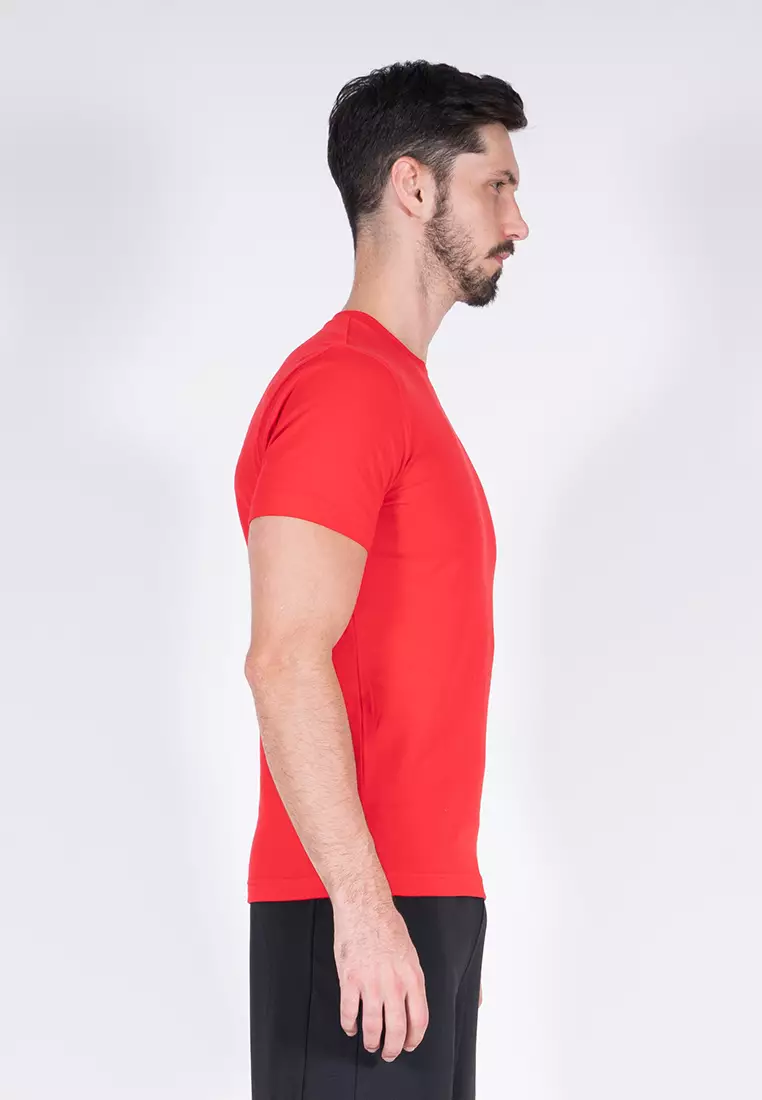 Men Active Round Neck Tee (Red)