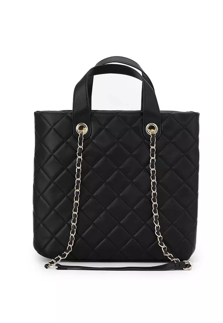 Quilted shoulder hot sale bag black