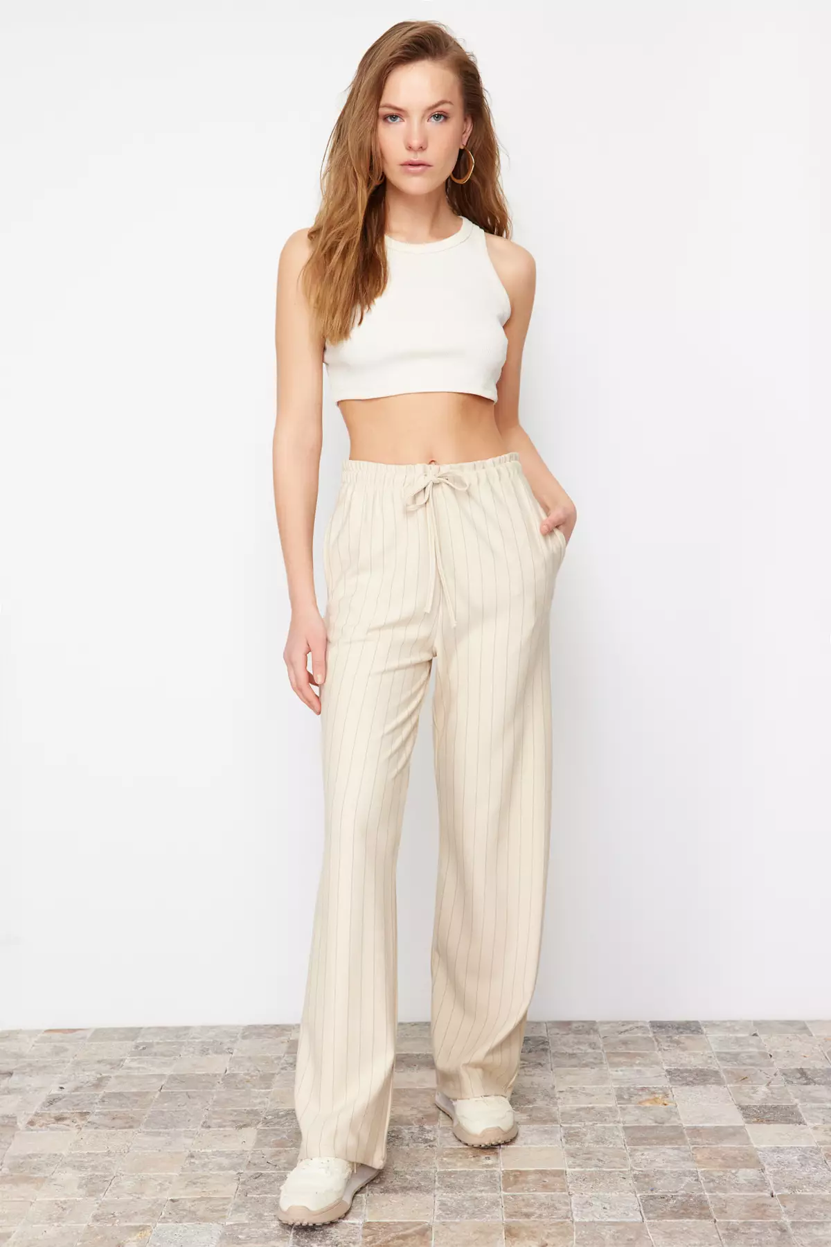 Elastic Waist Stripe Pants