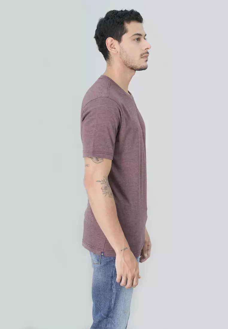 Johnwin - Kaos Essential Regular Fit Warna Maroon FTS.622.S484.08.C