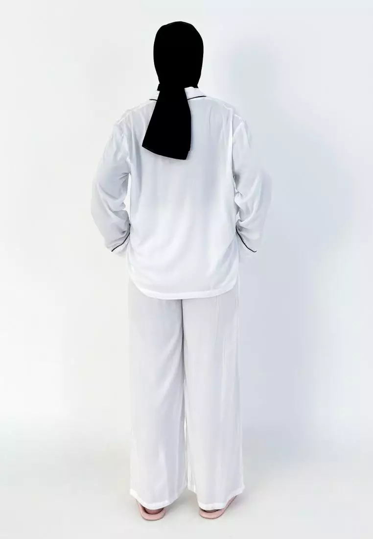 Rara Set (Setelan Piyama Lengan Panjang Wanita) Putih