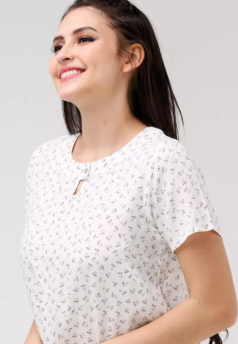 Woven Printed Rayon Short Sleeves Blouse