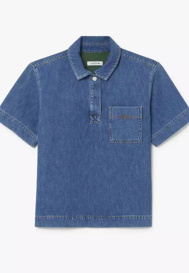Oversized Lightweight Denim Polo Shirt