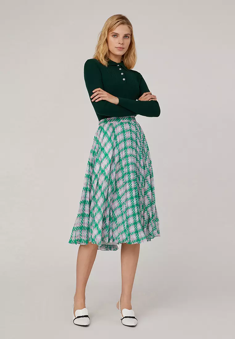 MARYLING MARYLING CHECKED PRINT GEORGETTE PLEATED SKIRT 2024, Buy MARYLING  Online