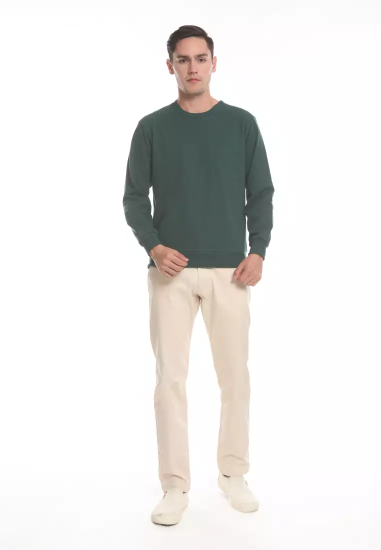 MANZONE  Sweater pria lengan panjang DYOR - GREEN