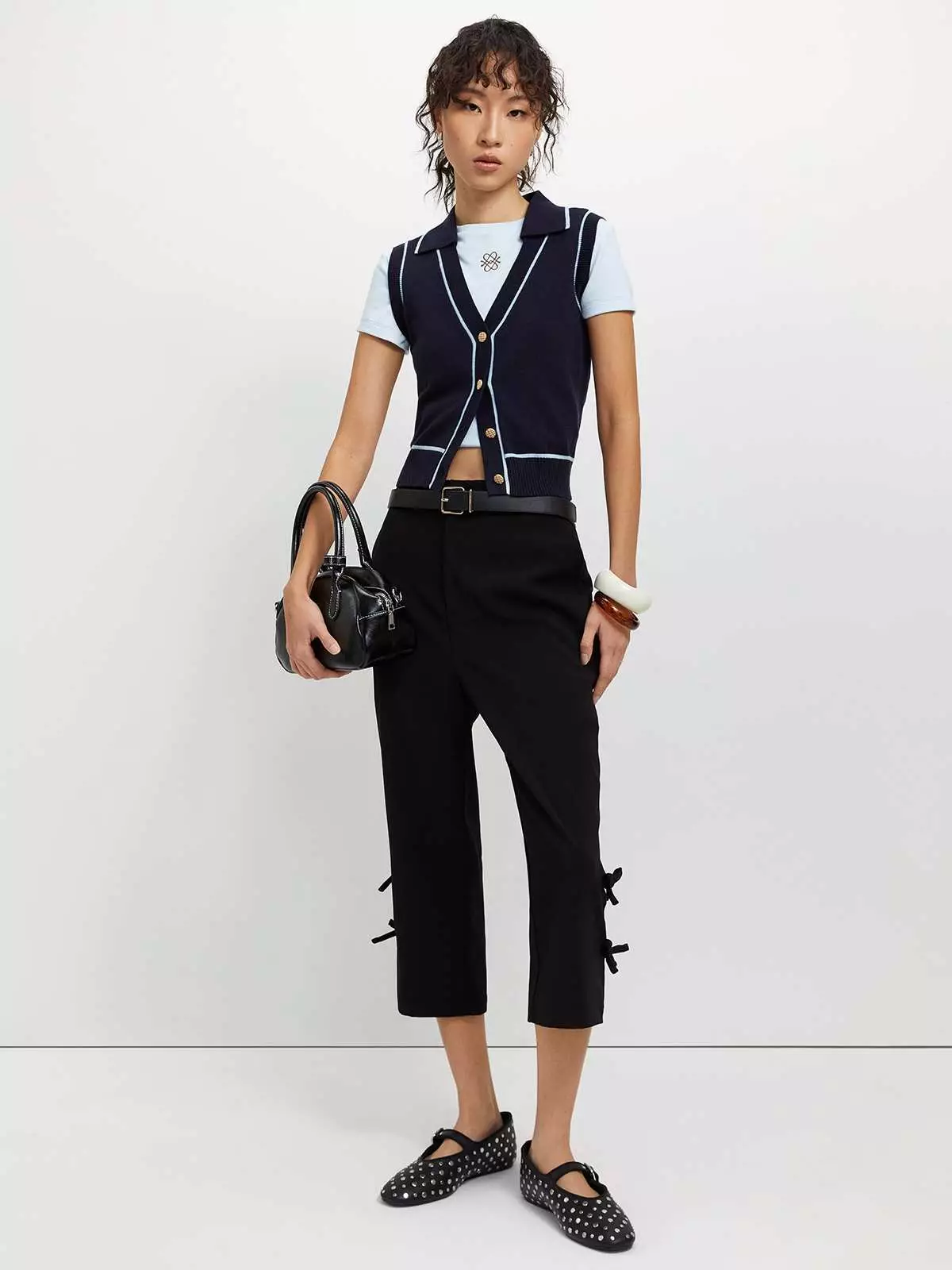 Sleeveless Knit Top - Navy