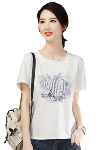 A-IN GIRLS white Fashion Embroidered Round Neck T-Shirt BA193AA2FE9395GS_1