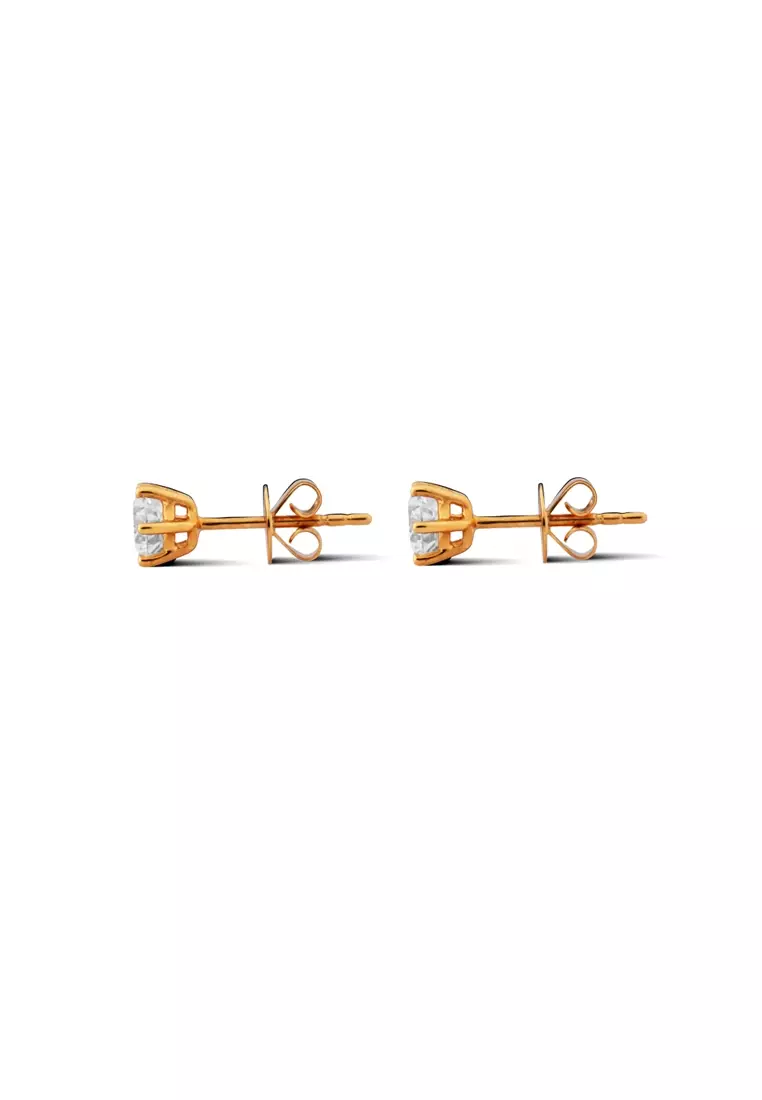 0.8ct TDW Round Lab Grown Diamond Prong Ear Studs in 18K Yellow Gold D/E-VVS/VS