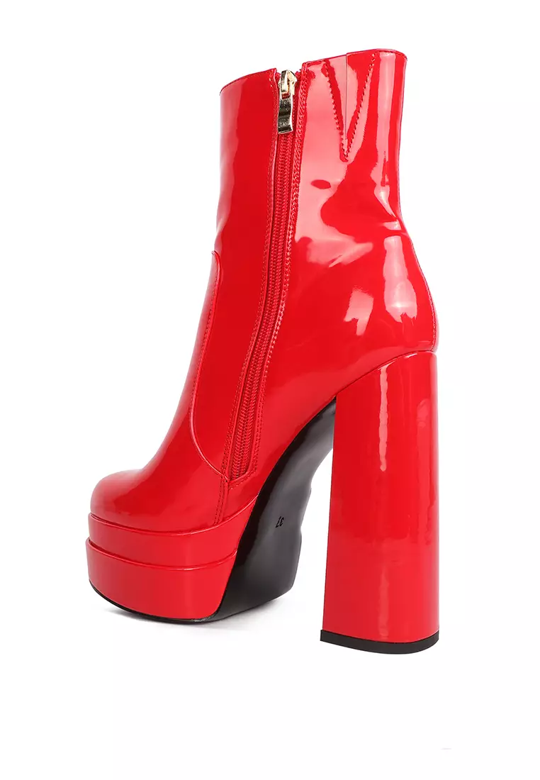 Red on sale patent booties