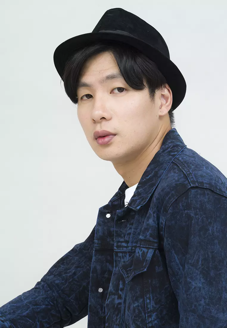 Topi fedora cowboy hat fedora corduroy black houseofcuff