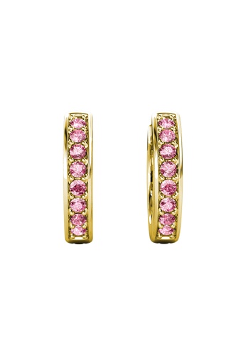 Her Jewellery pink and gold Circle Hoop Earrings (Light Rose/ Yellow Gold) - Made with Swarovski Crystals CFA04ACCBC44DCGS_1