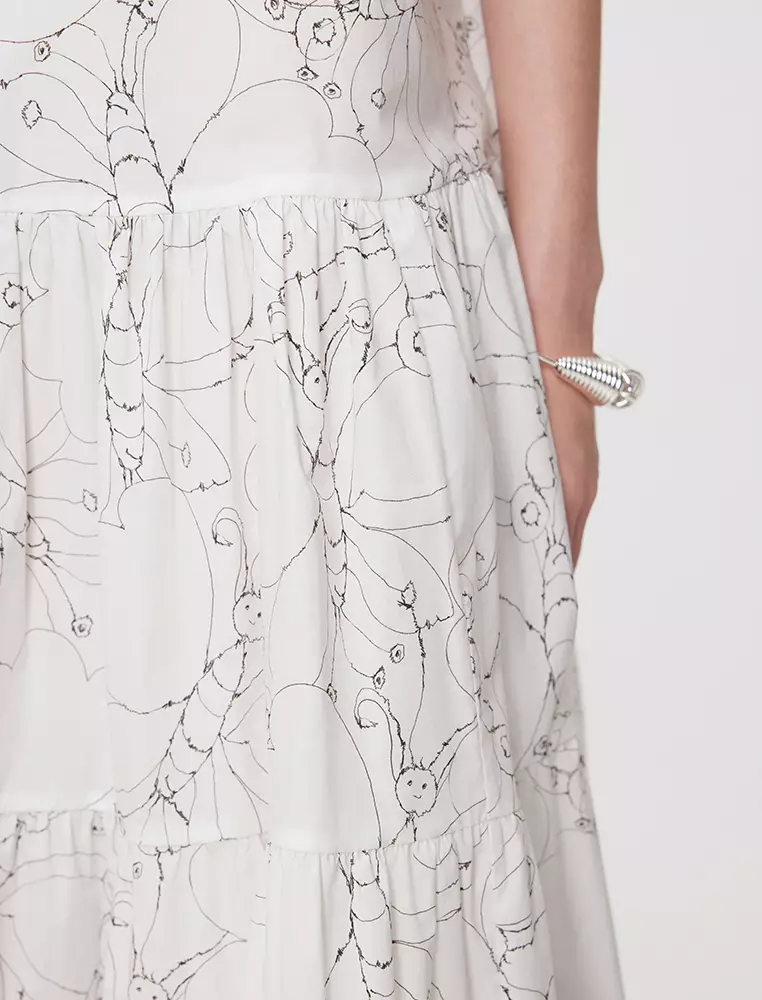 Printed A-Line Short Sleeve Dress