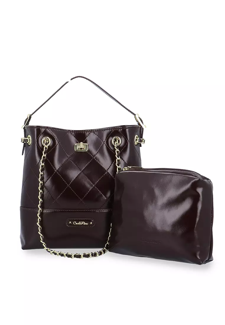 Buy Carlo Rino The Aurora Quilted Top Handle Bag - Dark Brown 2026 ...