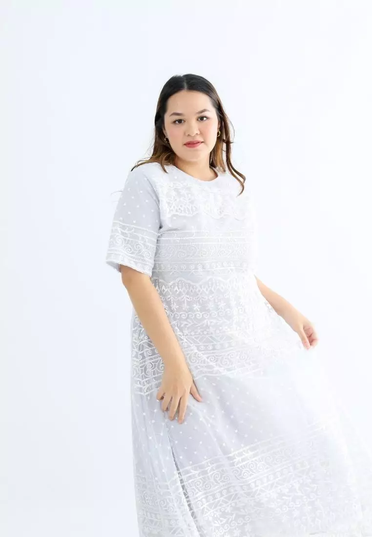 Plus Size Party Dress Scarlette Broken White