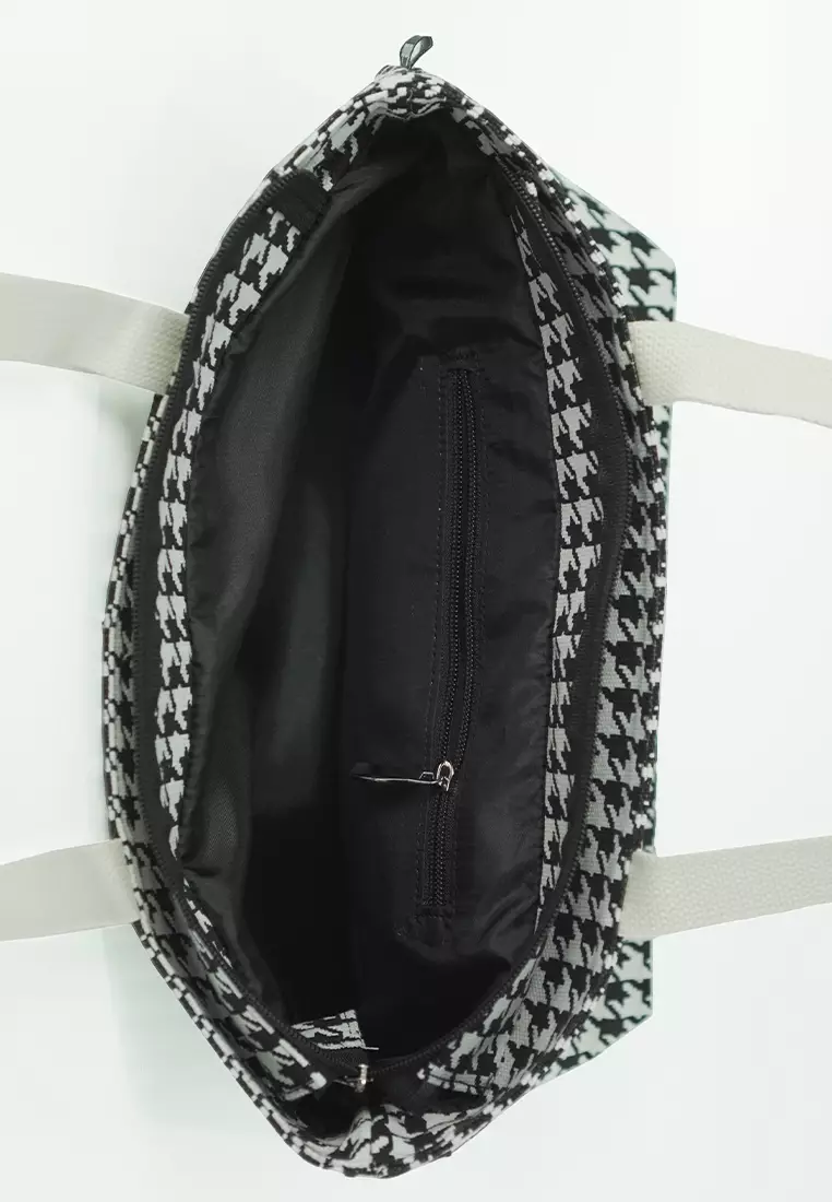 Pamole Tas Tote Bag Wanita Resleting Bahan Kanvas Kina Series - Abstrak