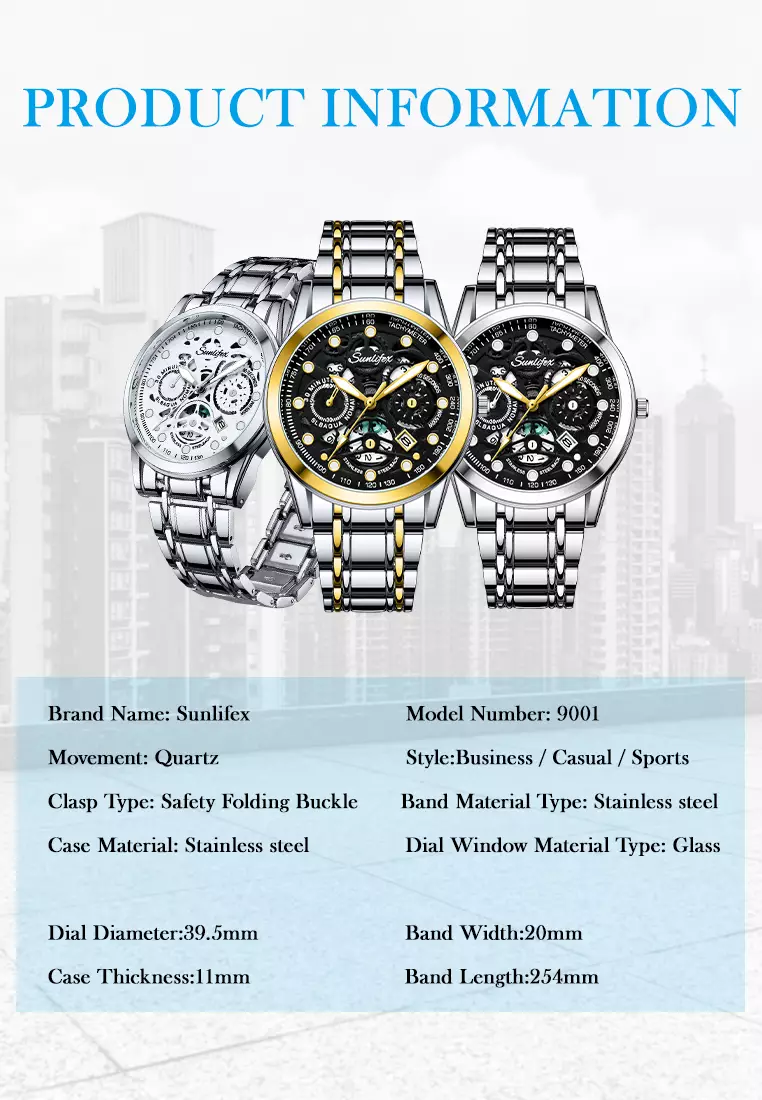 Jam Tangan Pria Anti Air Kuarsa Original Tali Stainless Steel Bisnis Santai Jam Tangan Cowok black