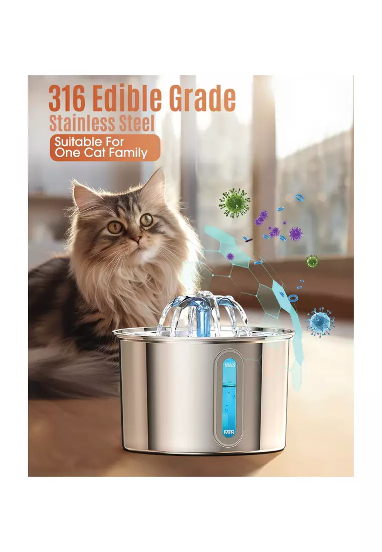 Oneisall 2 Liter Automatic 316 Stainless Steel Cat Fountain Pet