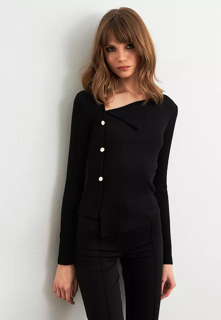 Asymmetrical Rib Blouse