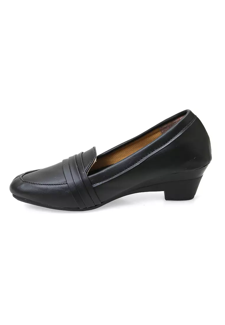Wedges Tinggi Wanita Kerja Formal Casual - Hitam