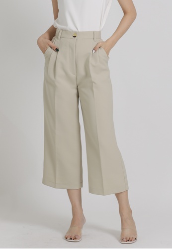 Buy MMRS. Garb Gianna Culottes Pants - Khaki 2023 Online | ZALORA Singapore