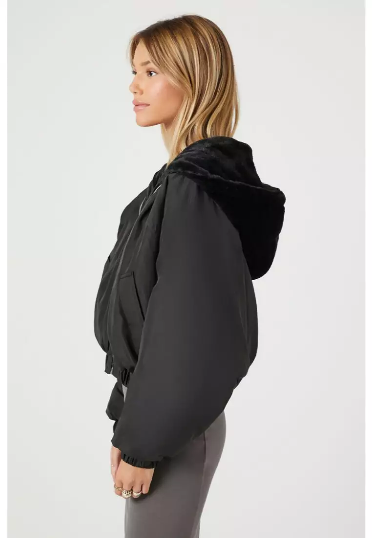 Buy FOREVER 21 Faux Fur Hooded Bomber Jacket 2024 Online ZALORA