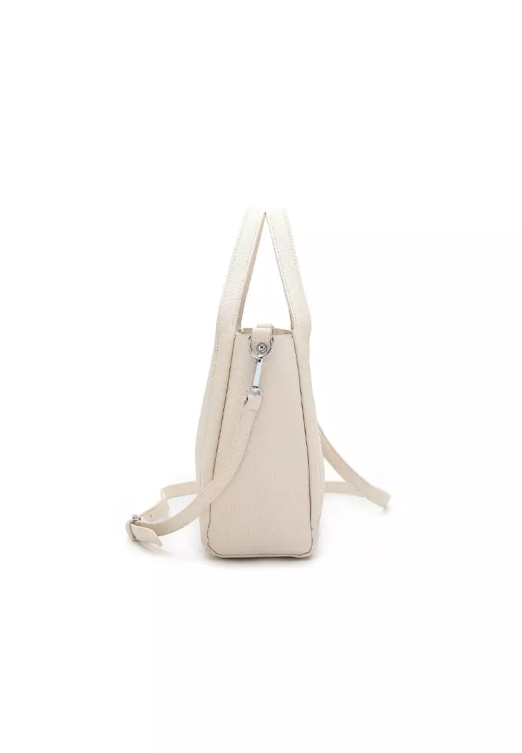 2-In-1 Top Handle Bag Sling Bag & Zipper Pouch - White